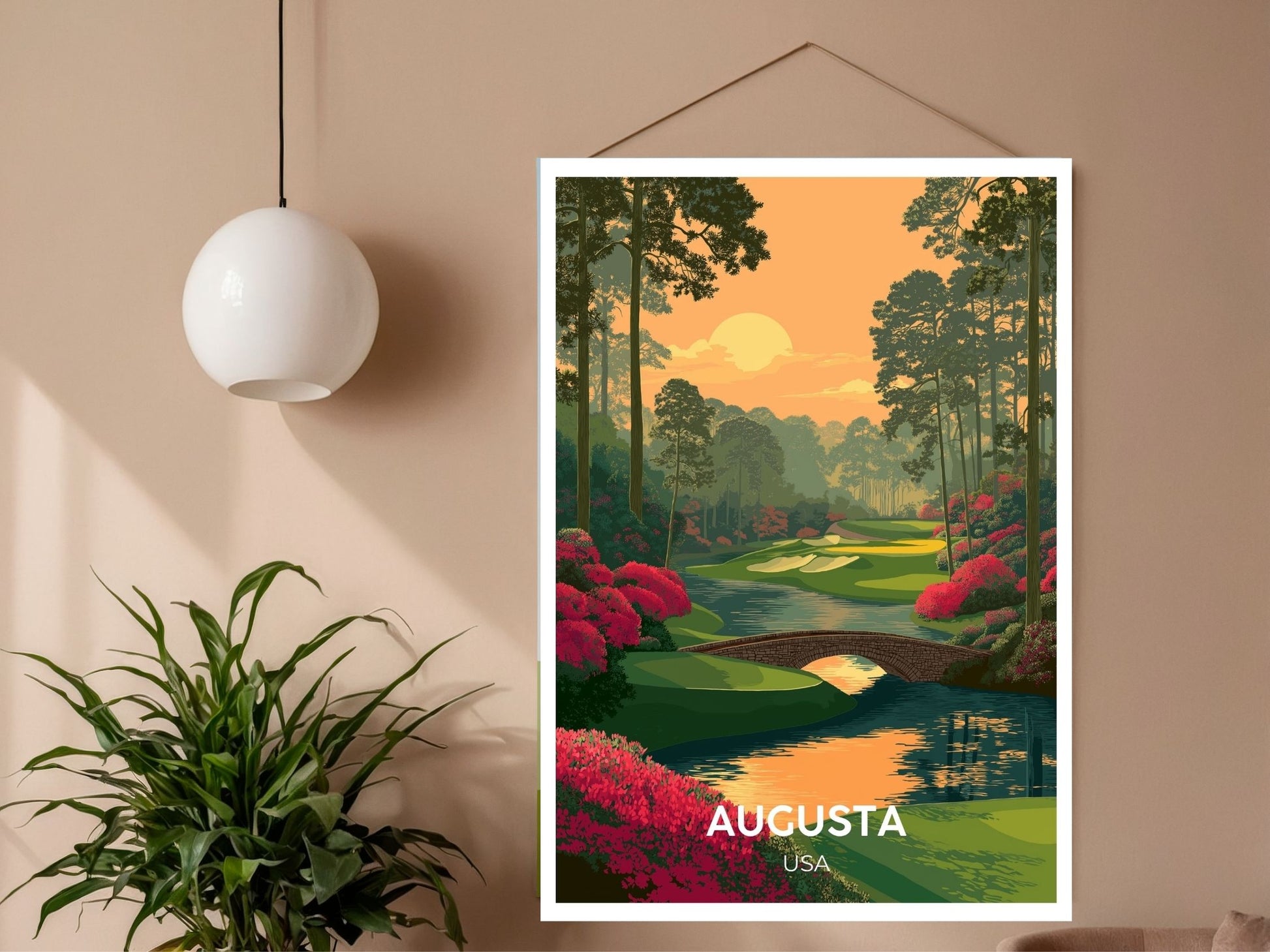 Close-up of Augusta USA travel poster matte texture – Atlas Prints