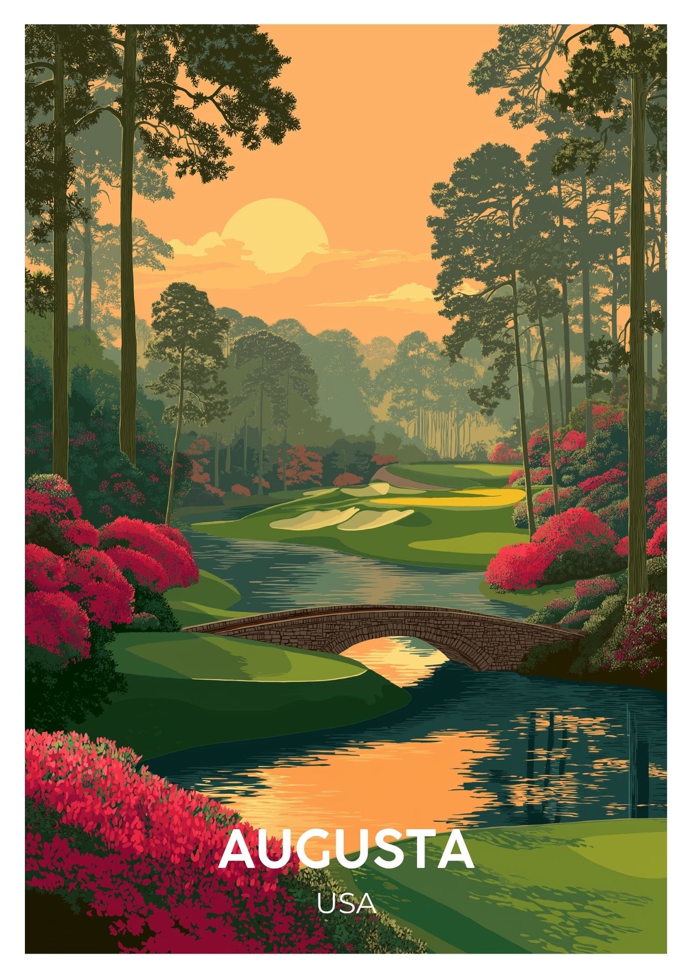 Vintage Augusta USA travel poster wall art print – Atlas Prints