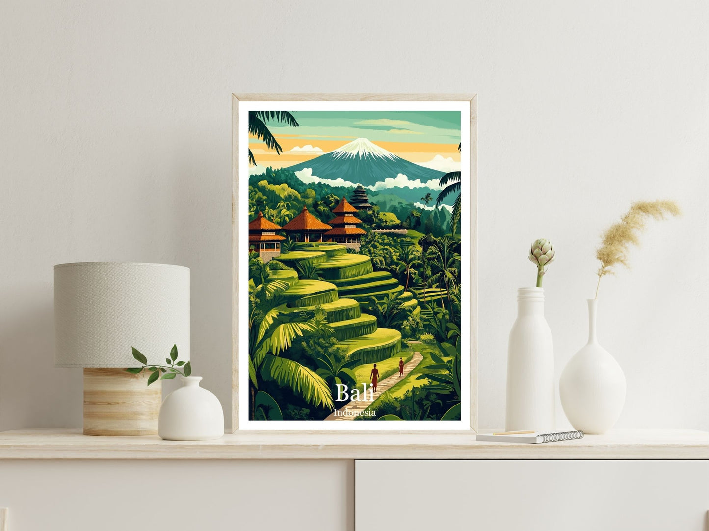 Bali wall art print displayed in bedroom – Atlas Prints