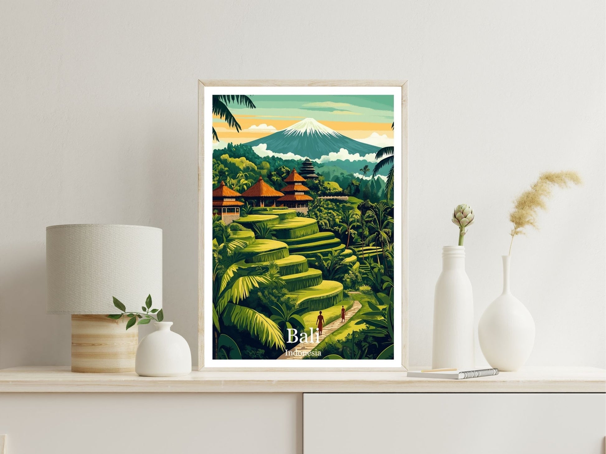 Bali wall art print displayed in bedroom – Atlas Prints