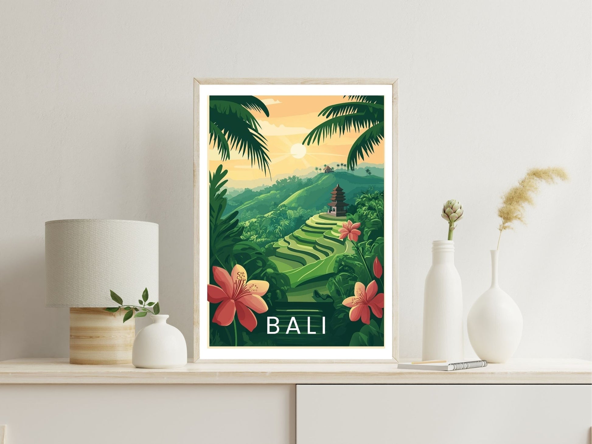 Bali Indonesia wall art print displayed in bedroom – Atlas Prints