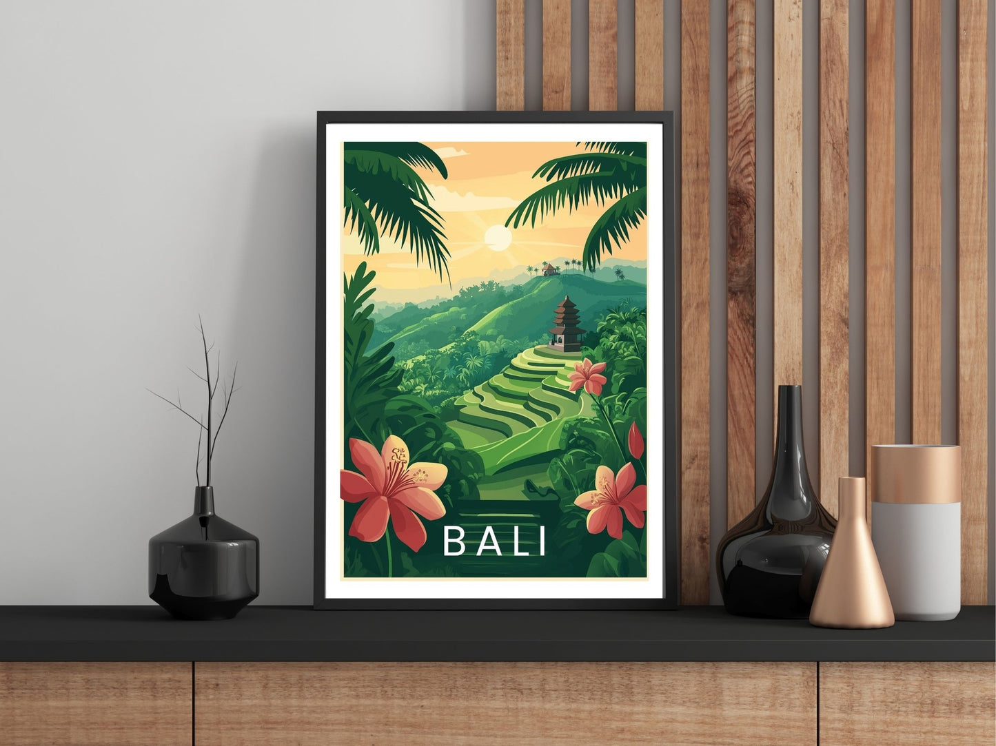 Close-up of Bali Indonesia travel poster matte texture – Atlas Prints