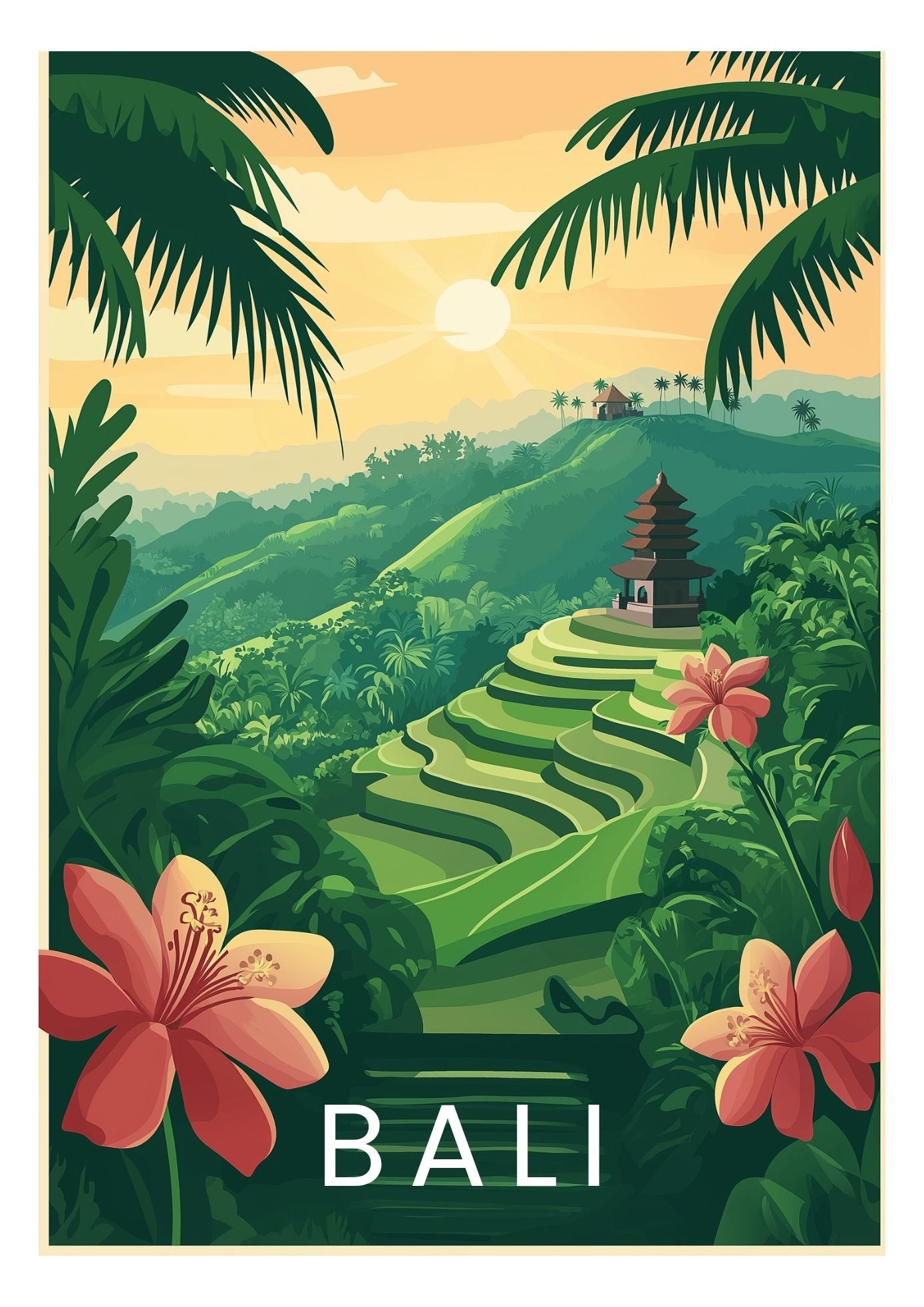Vintage Bali Indonesia travel poster wall art print – Atlas Prints