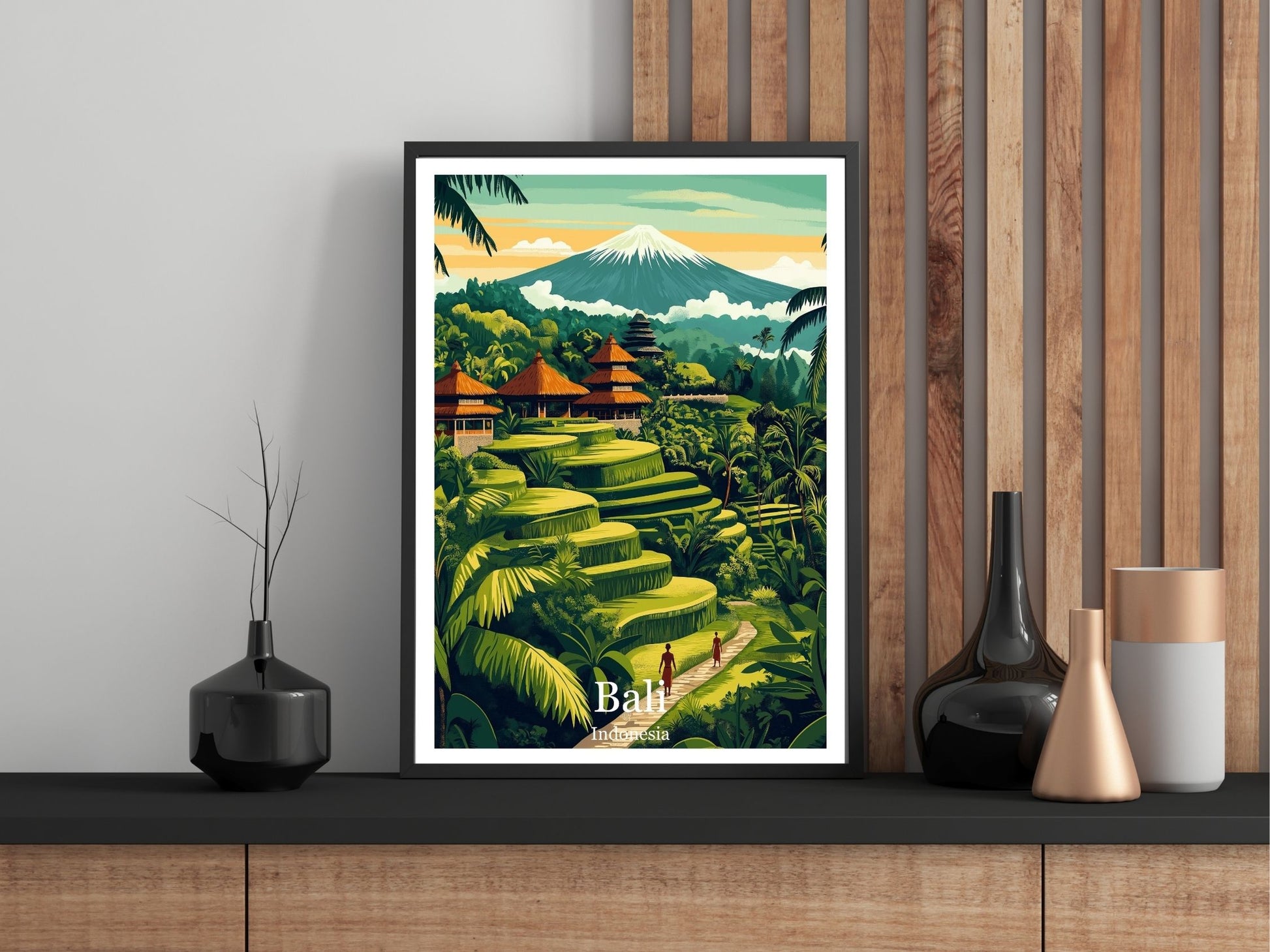 Close-up of Bali travel poster matte texture – Atlas Prints