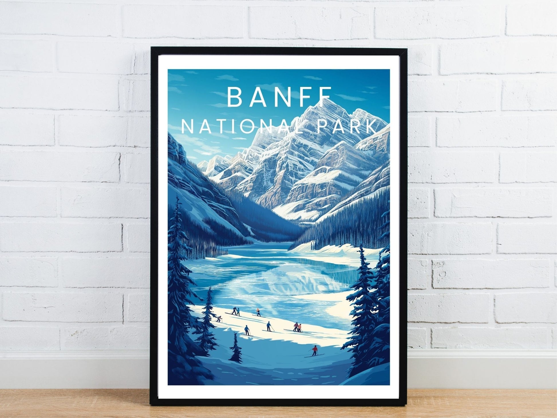 Minimal Banff National Park travel art poster – Atlas Prints