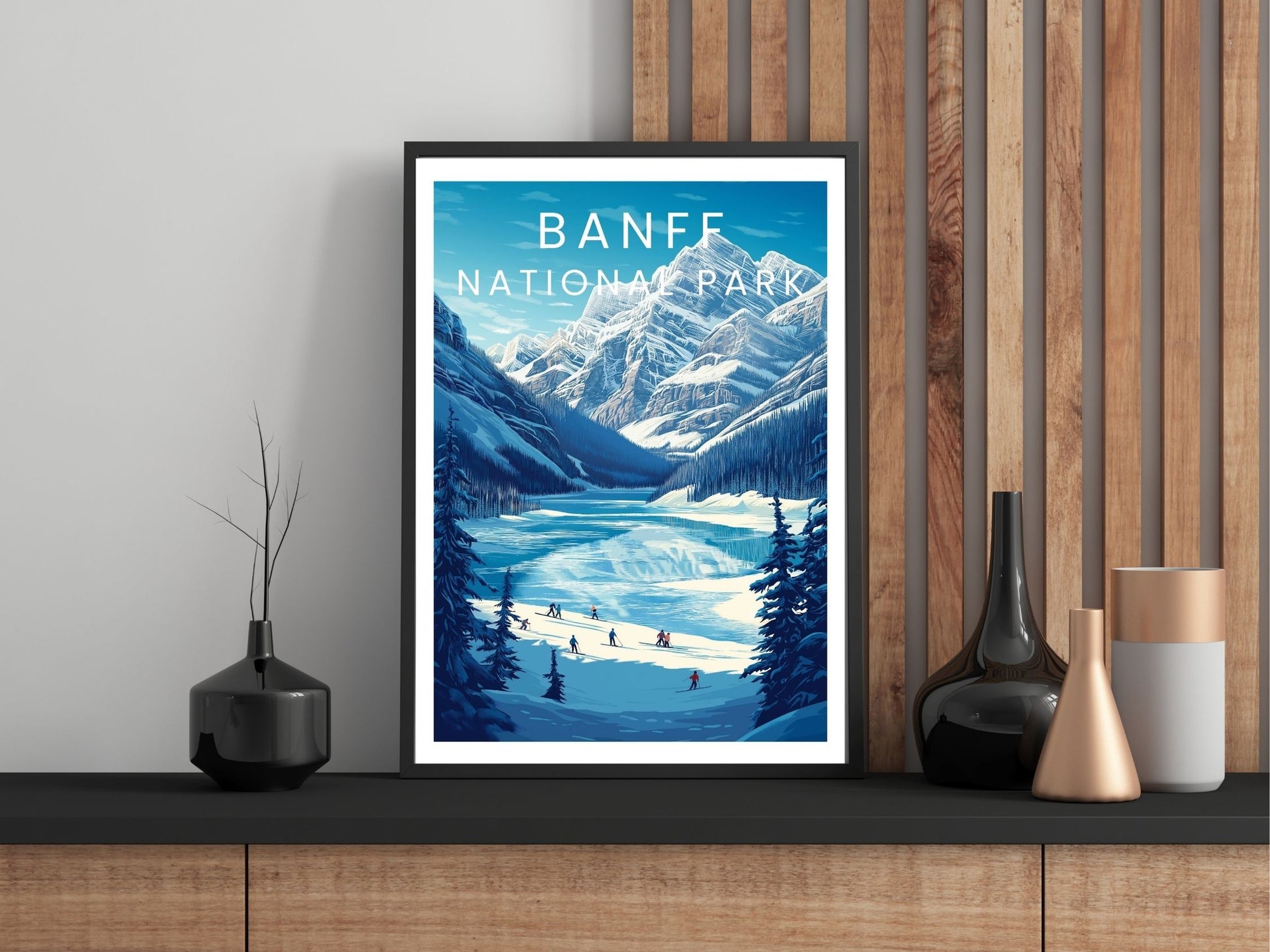 Close-up of Banff National Park travel poster matte texture – Atlas Prints