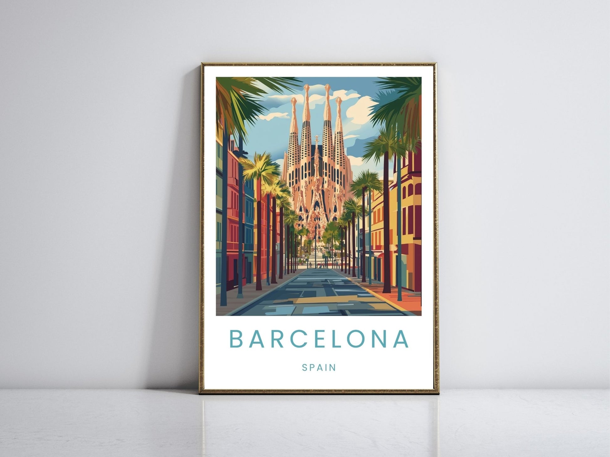 Barcelona framed vintage travel poster – Atlas Prints