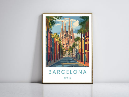 Barcelona framed vintage travel poster – Atlas Prints