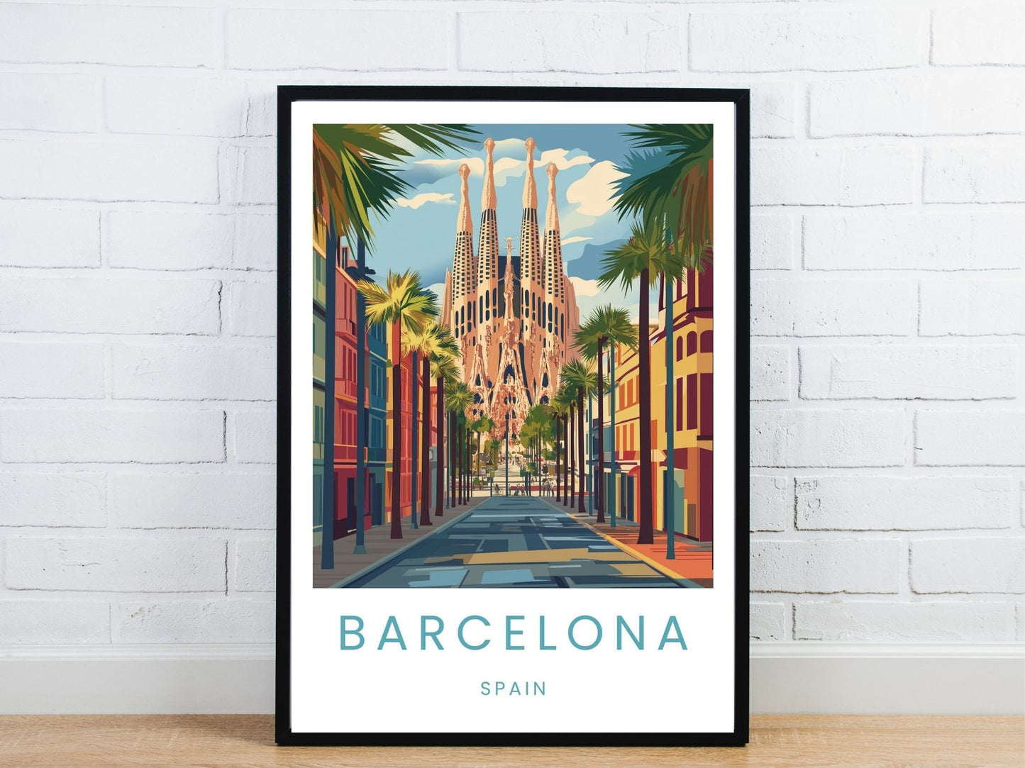 Minimal Barcelona travel art poster – Atlas Prints