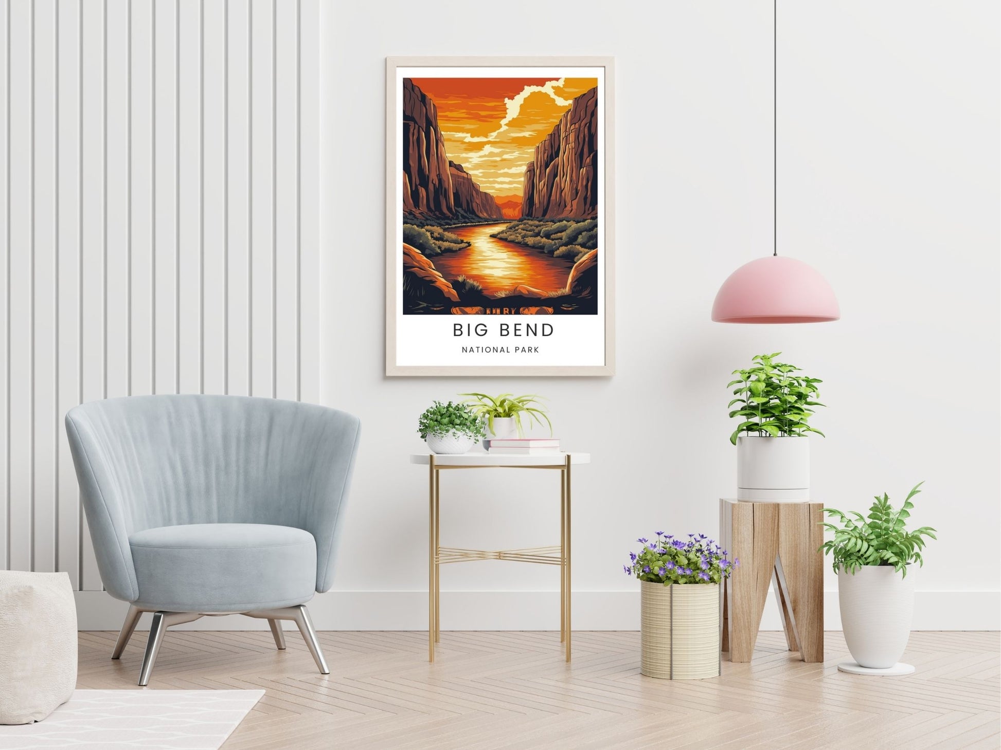 Big Bend National Park  travel print displayed in living room – Atlas Prints