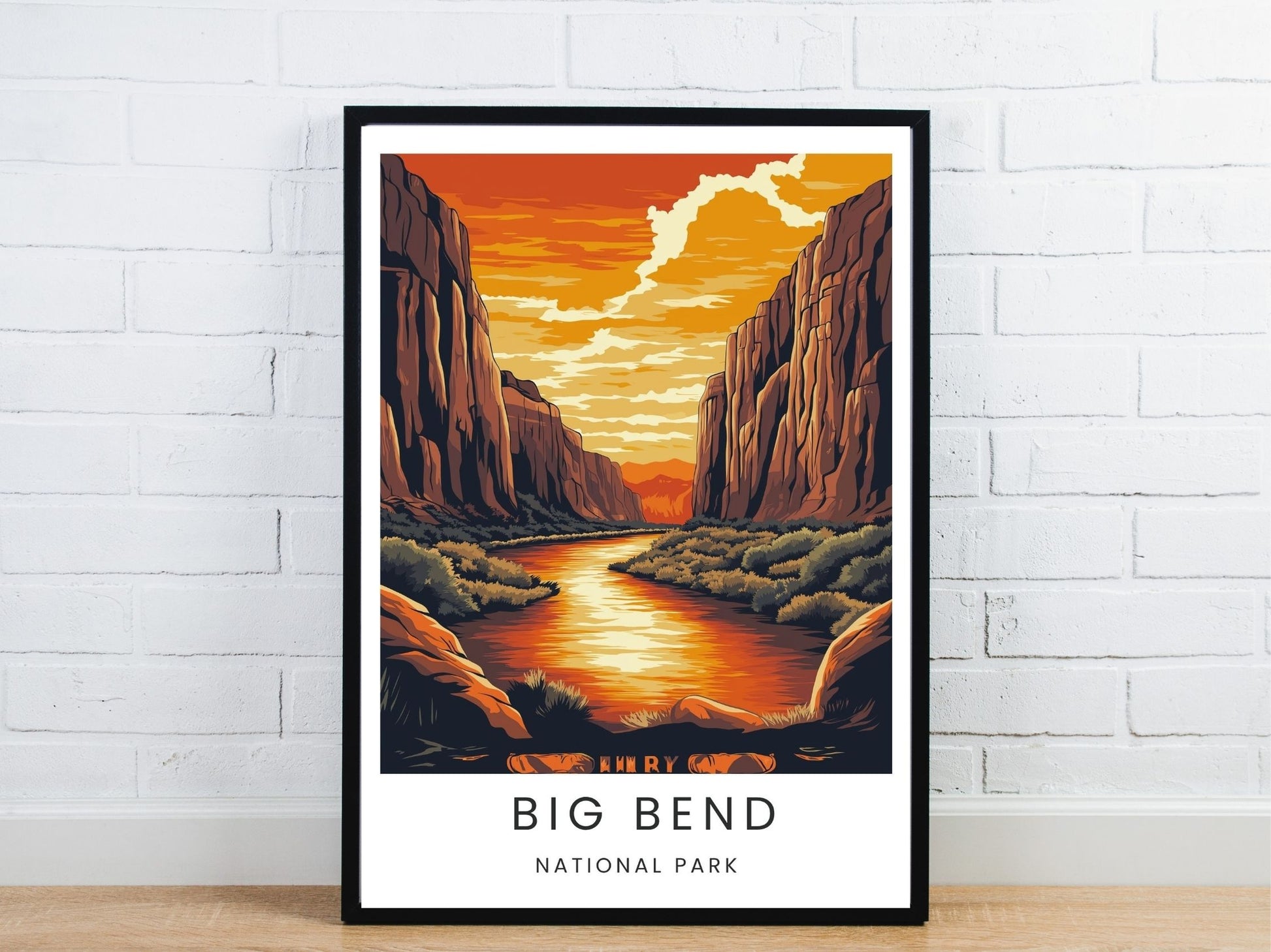 Minimal Big Bend National Park  travel art poster – Atlas Prints