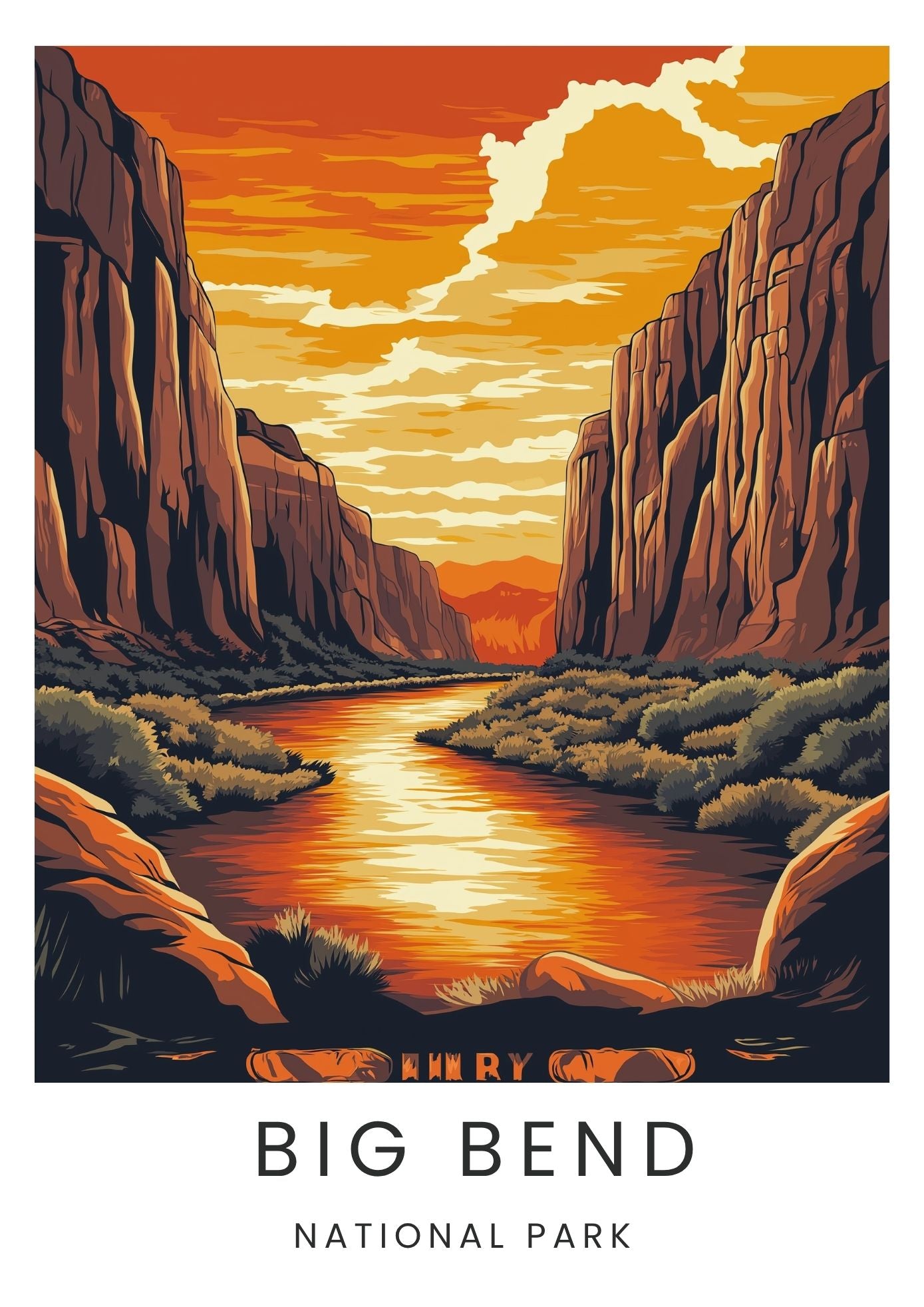 Vintage Big Bend National Park  travel poster wall art print – Atlas Prints
