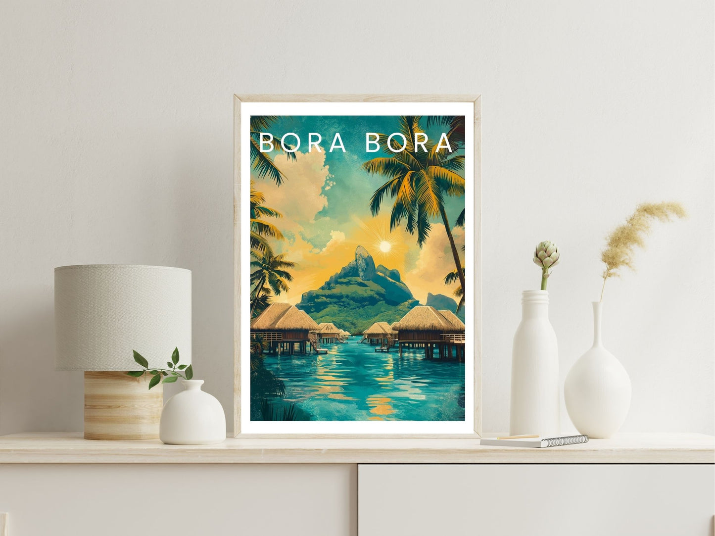 Bora Bora wall art print displayed in bedroom – Atlas Prints