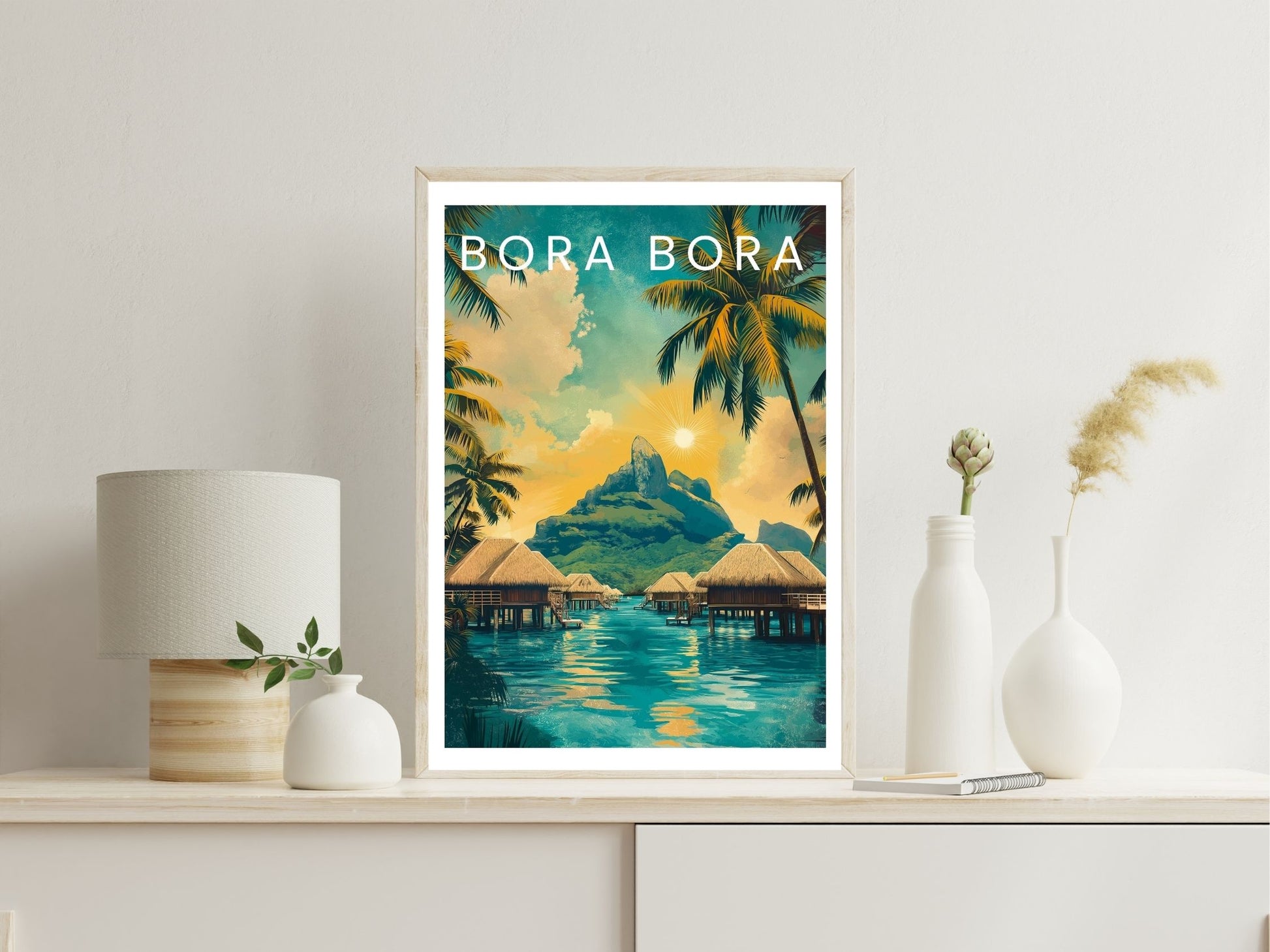 Bora Bora wall art print displayed in bedroom – Atlas Prints