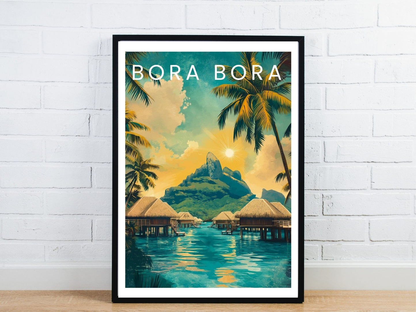 Minimal Bora Bora travel art poster – Atlas Prints