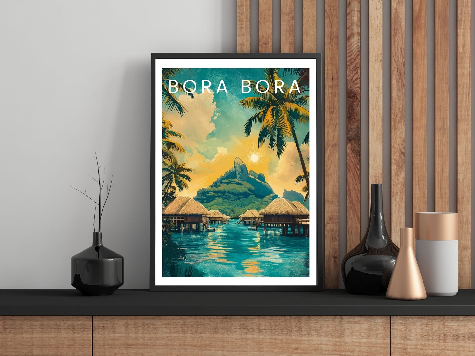 Close-up of Bora Bora travel poster matte texture – Atlas Prints