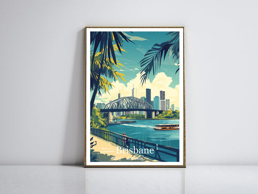 Brisbane framed vintage travel poster – Atlas Prints