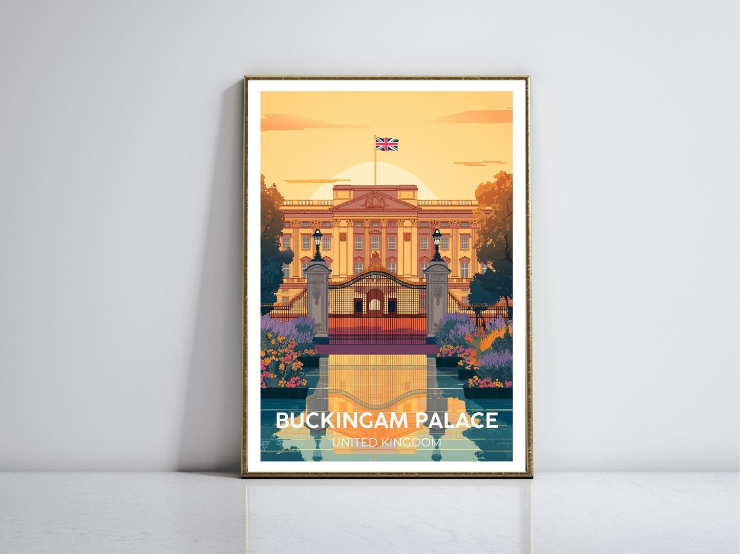 Buckingham Palace United Kingdom framed vintage travel poster – Atlas Prints