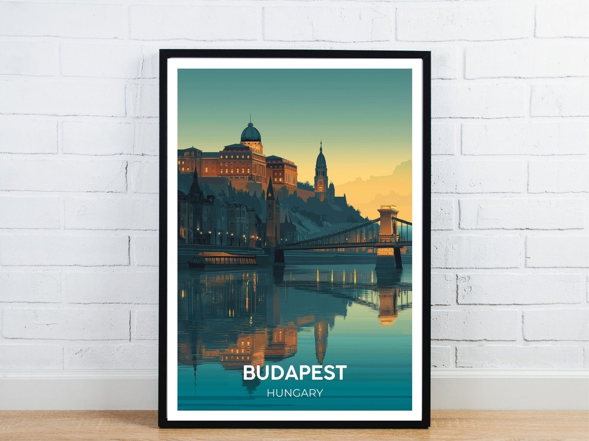 Minimal Budapest Hungary travel art poster – Atlas Prints