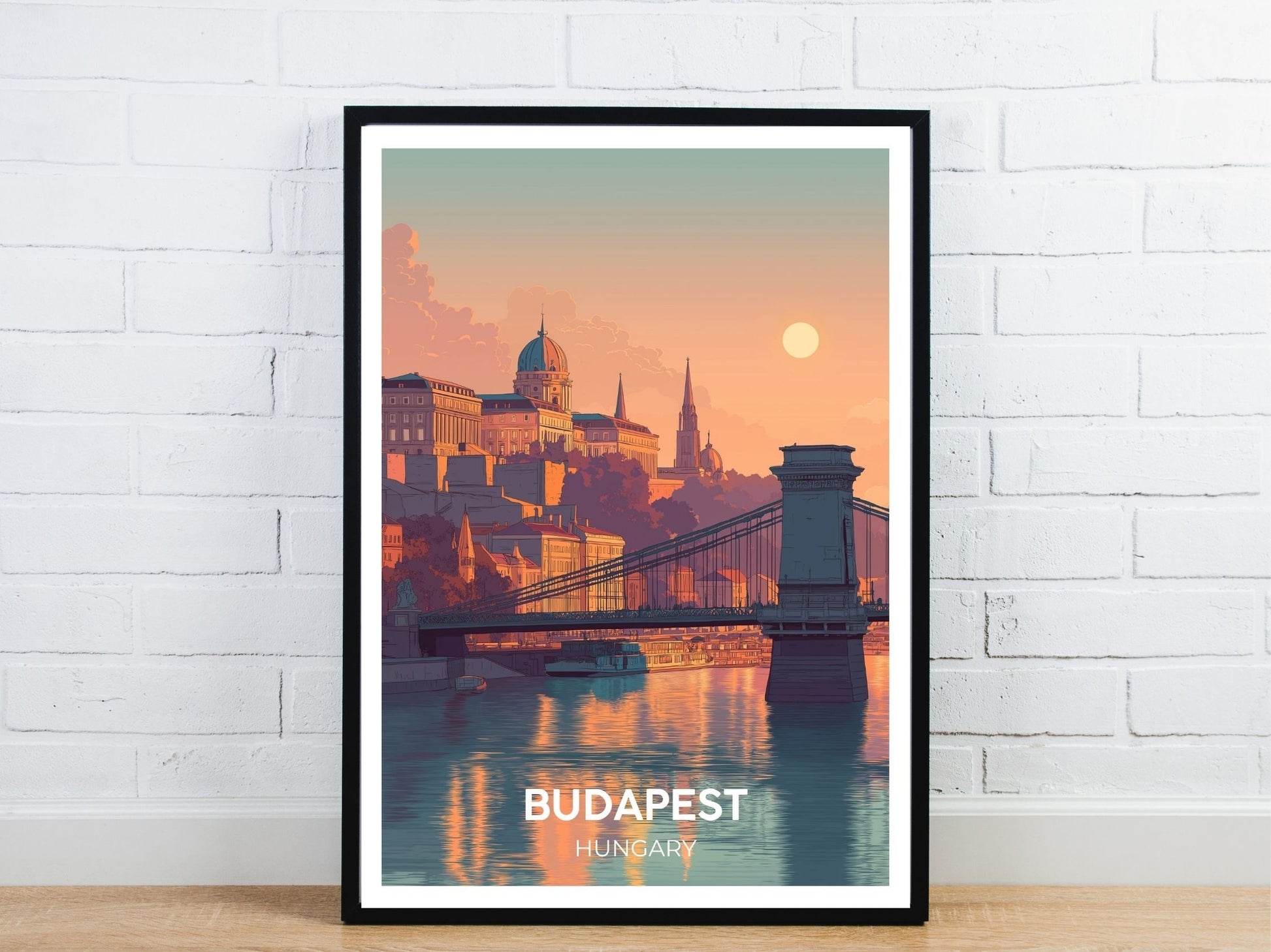 Minimal Budapest Hungary travel art poster – Atlas Prints