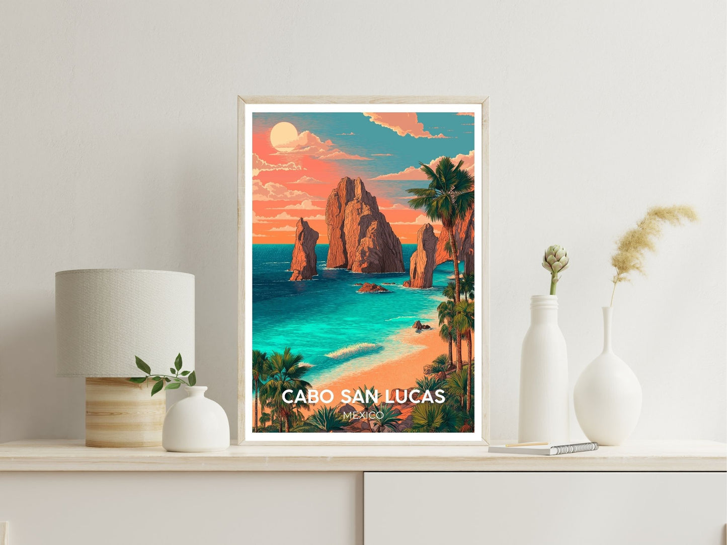 Cabo San Lucas Mexico wall art print displayed in bedroom – Atlas Prints