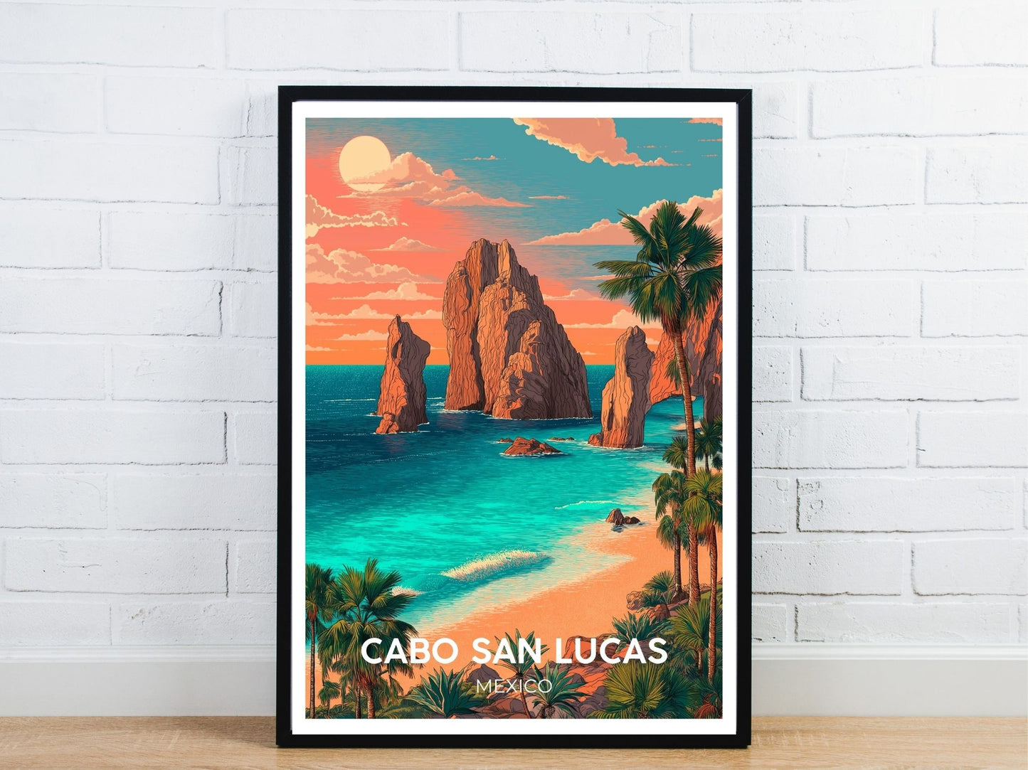 Minimal Cabo San Lucas Mexico travel art poster – Atlas Prints