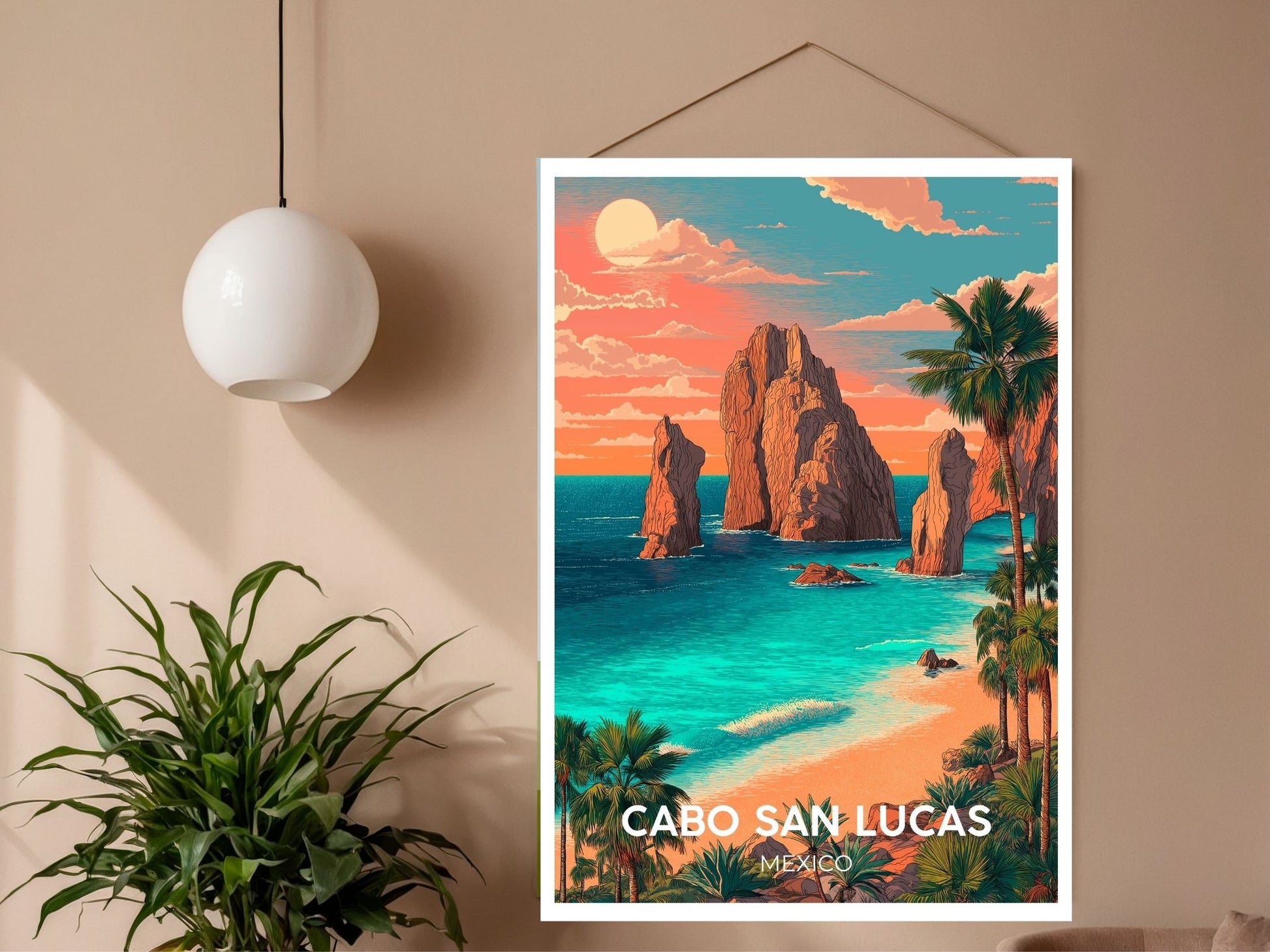 Close-up of Cabo San Lucas Mexico travel poster matte texture – Atlas Prints