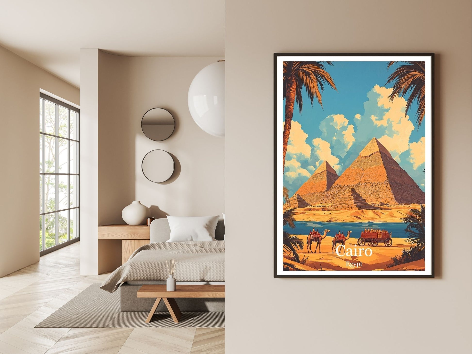 Gallery wall display of Cairo travel poster – Atlas Prints