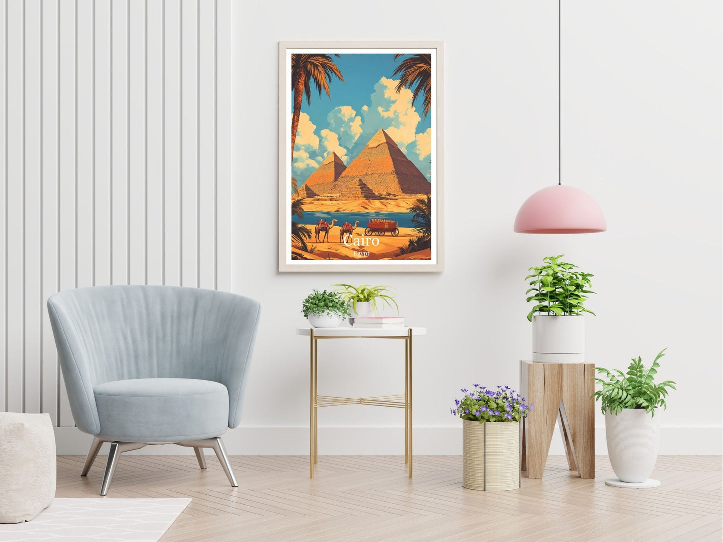 Cairo travel print displayed in living room – Atlas Prints