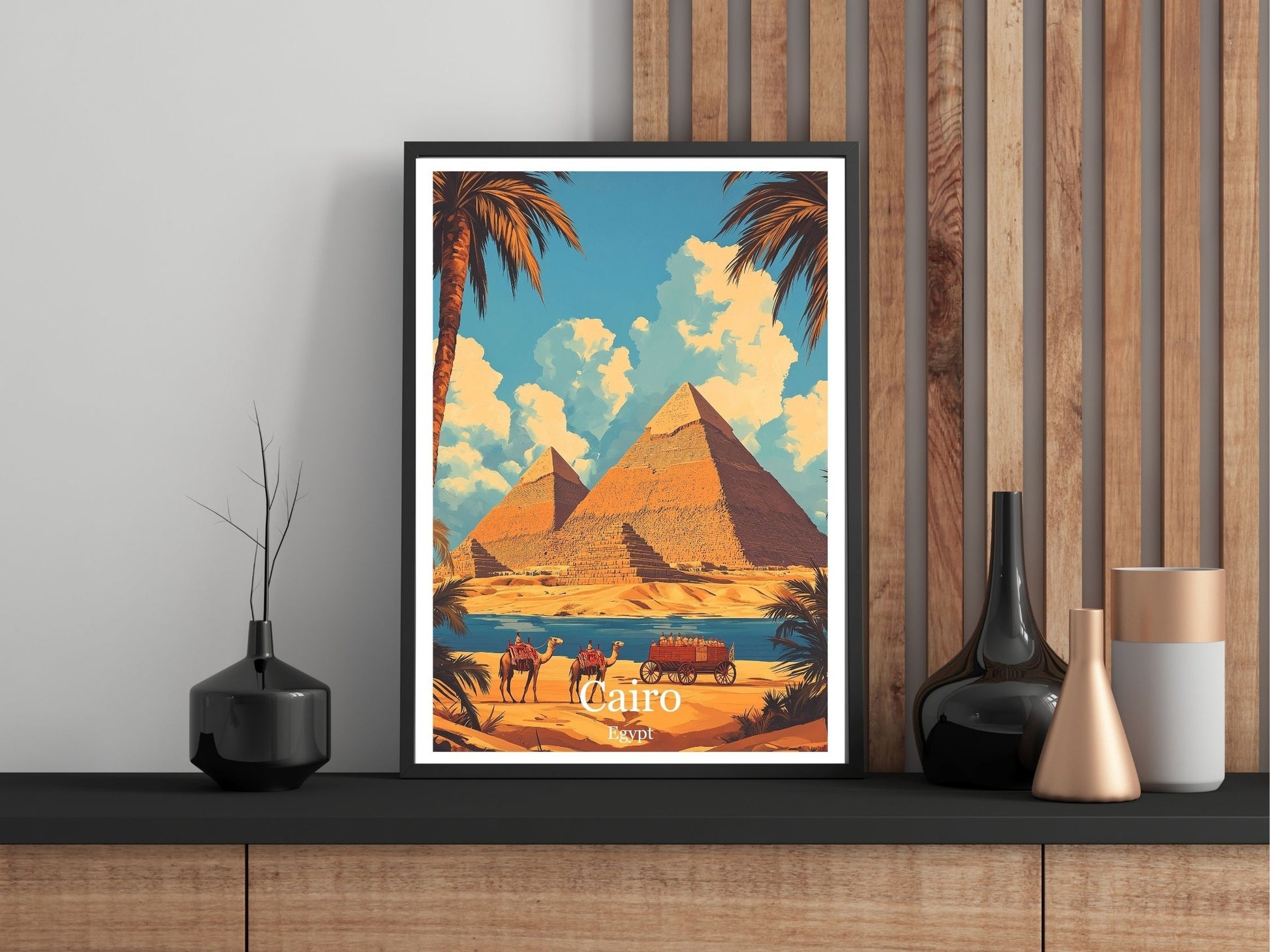 Close-up of Cairo travel poster matte texture – Atlas Prints