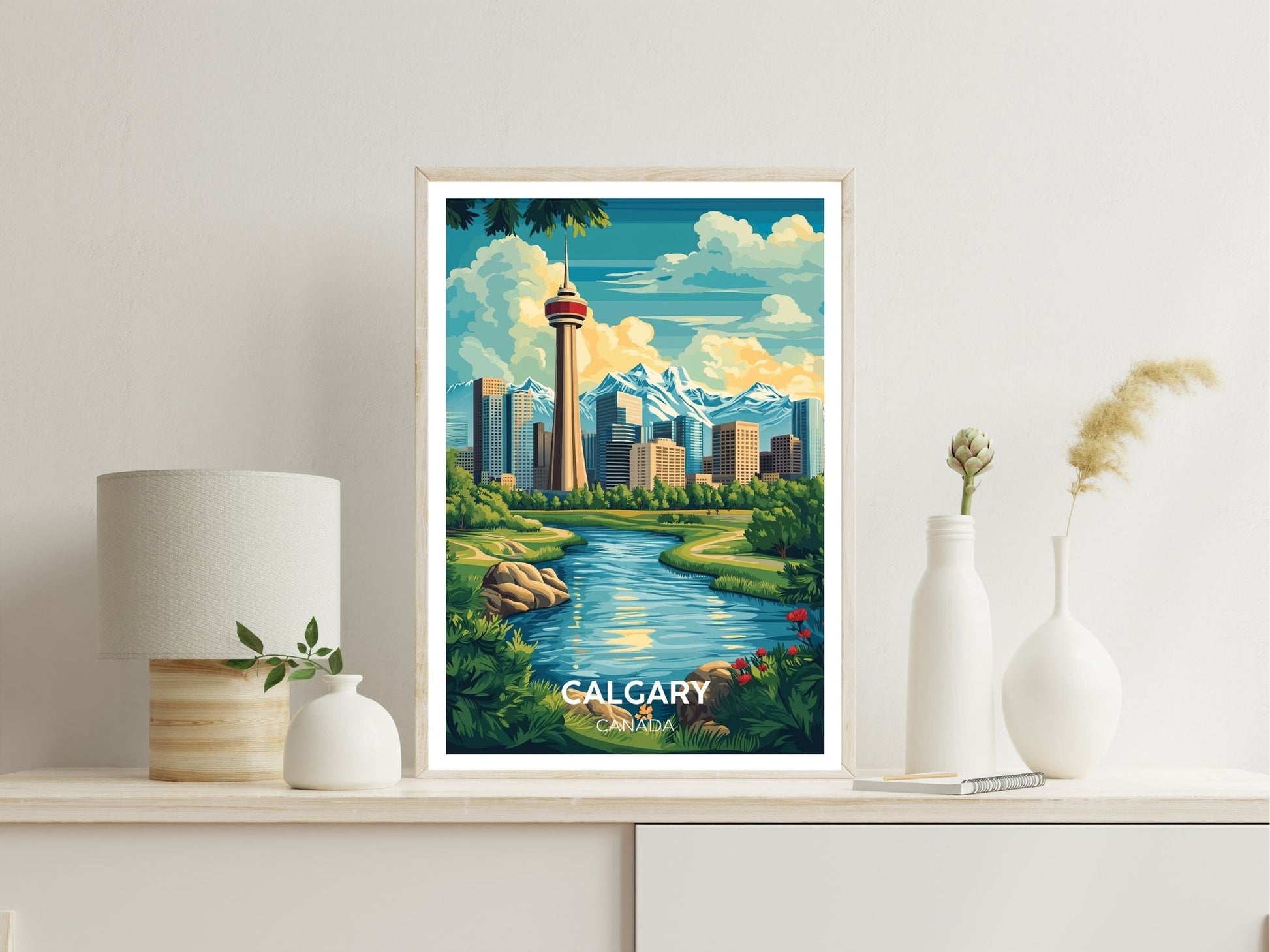 Calgary wall art print displayed in bedroom – Atlas Prints