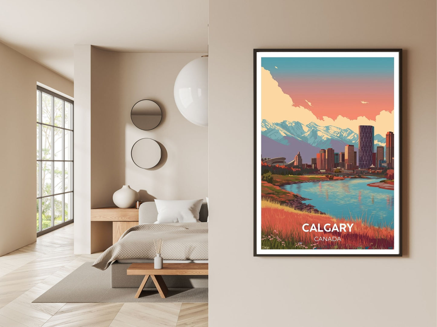 Gallery wall display of Calgary Canada travel poster – Atlas Prints