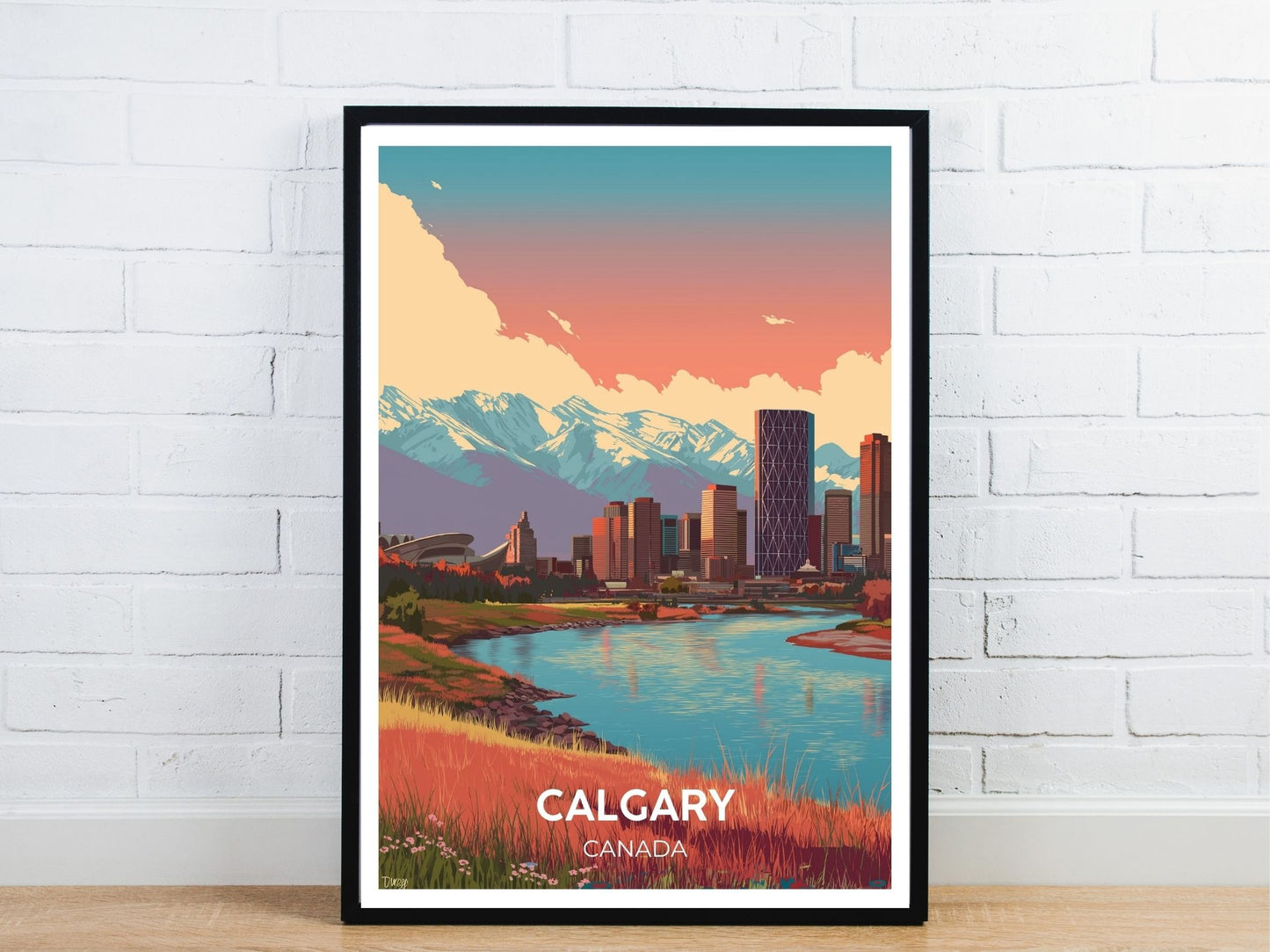 Minimal Calgary Canada travel art poster – Atlas Prints