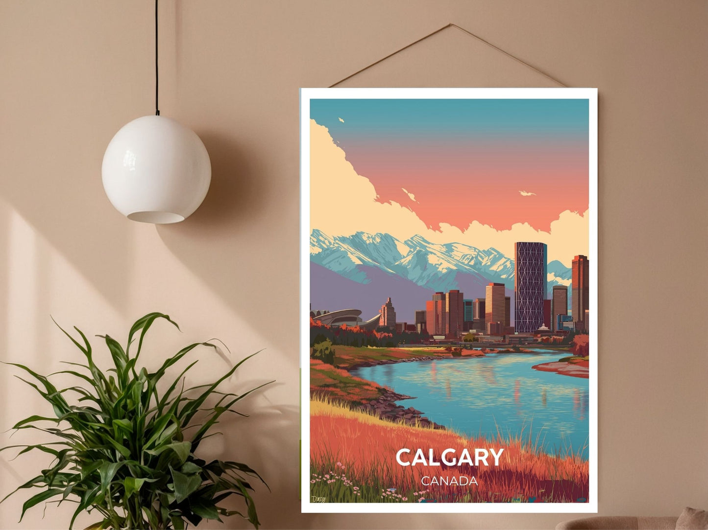 Close-up of Calgary Canada travel poster matte texture – Atlas Prints