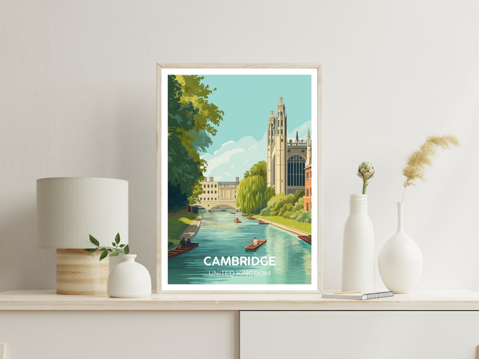 Cambridge wall art print displayed in bedroom – Atlas Prints