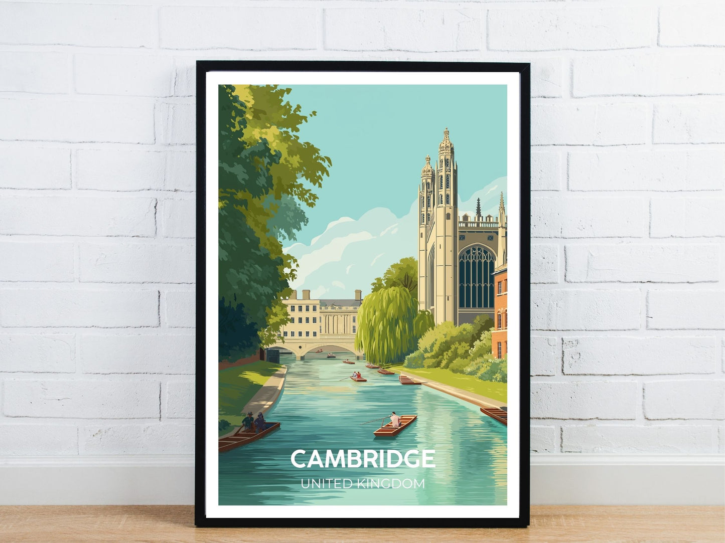 Minimal Cambridge travel art poster – Atlas Prints