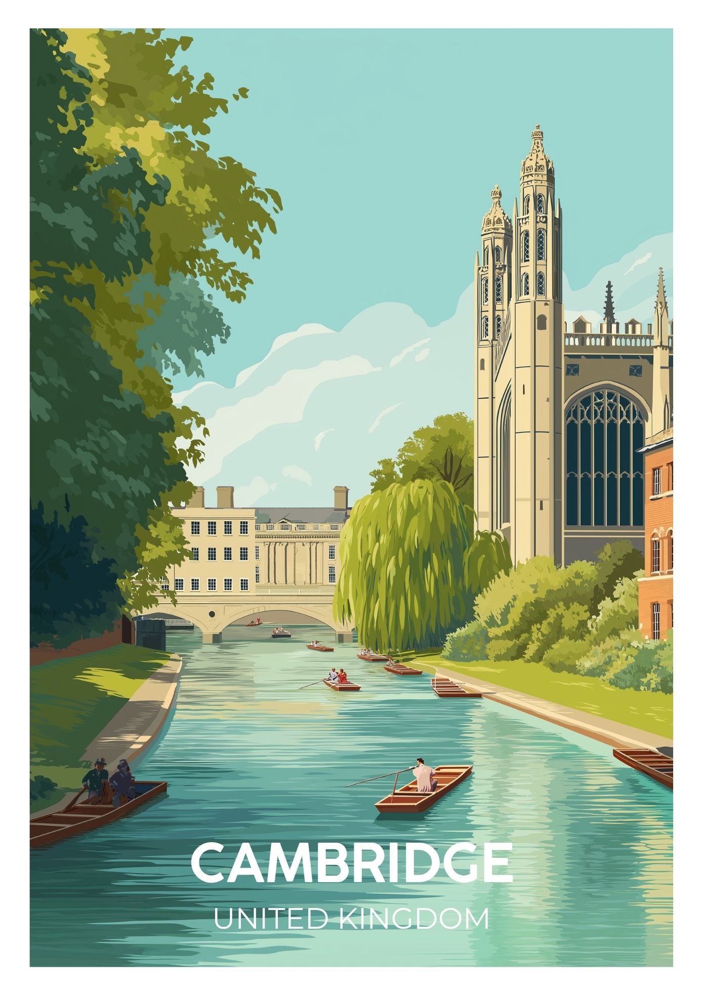 Vintage Cambridge travel poster wall art print – Atlas Prints