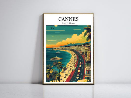 Cannes French Riviera framed vintage travel poster – Atlas Prints