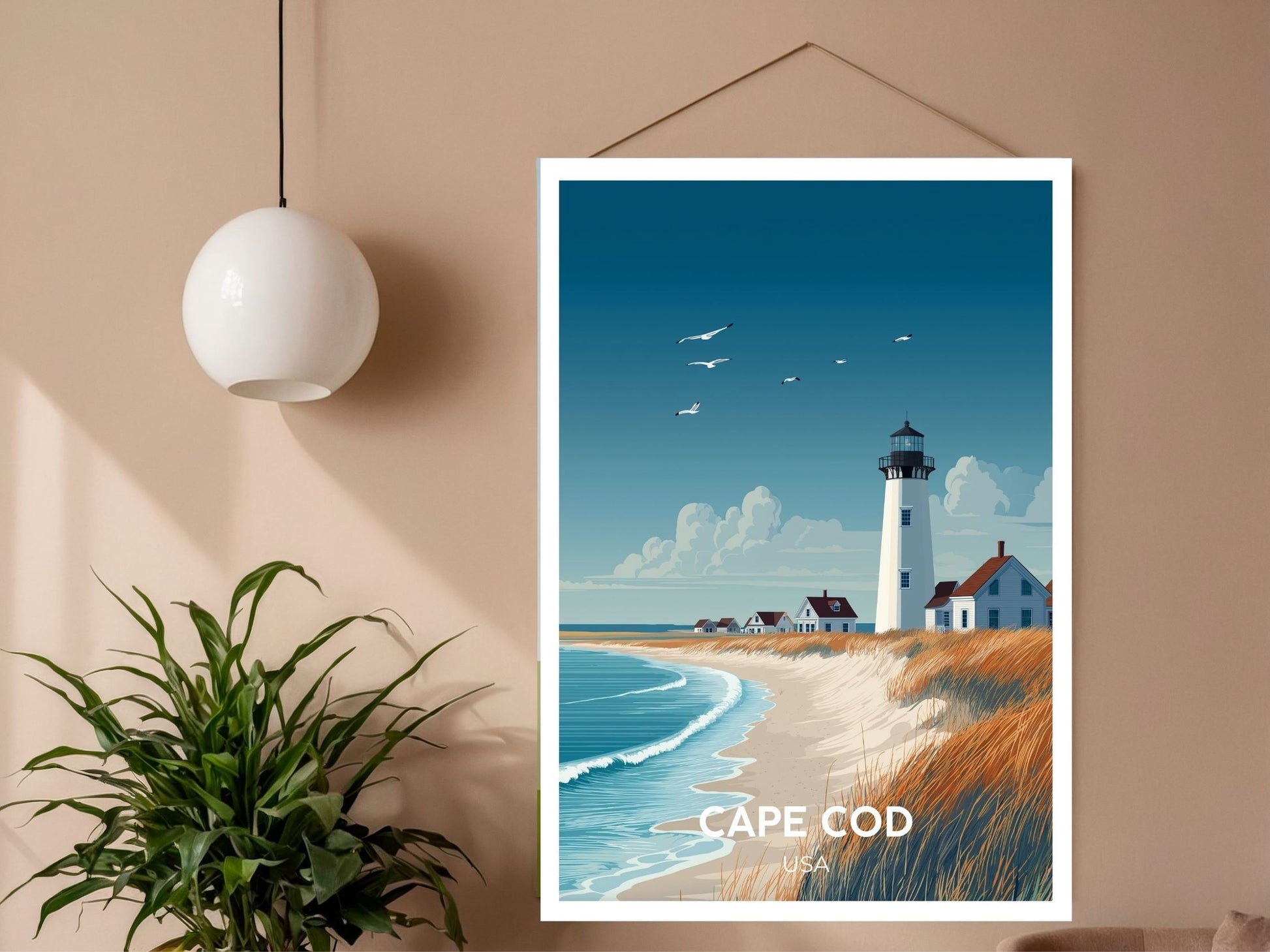 Close-up of Cape Cod USA travel poster matte texture – Atlas Prints