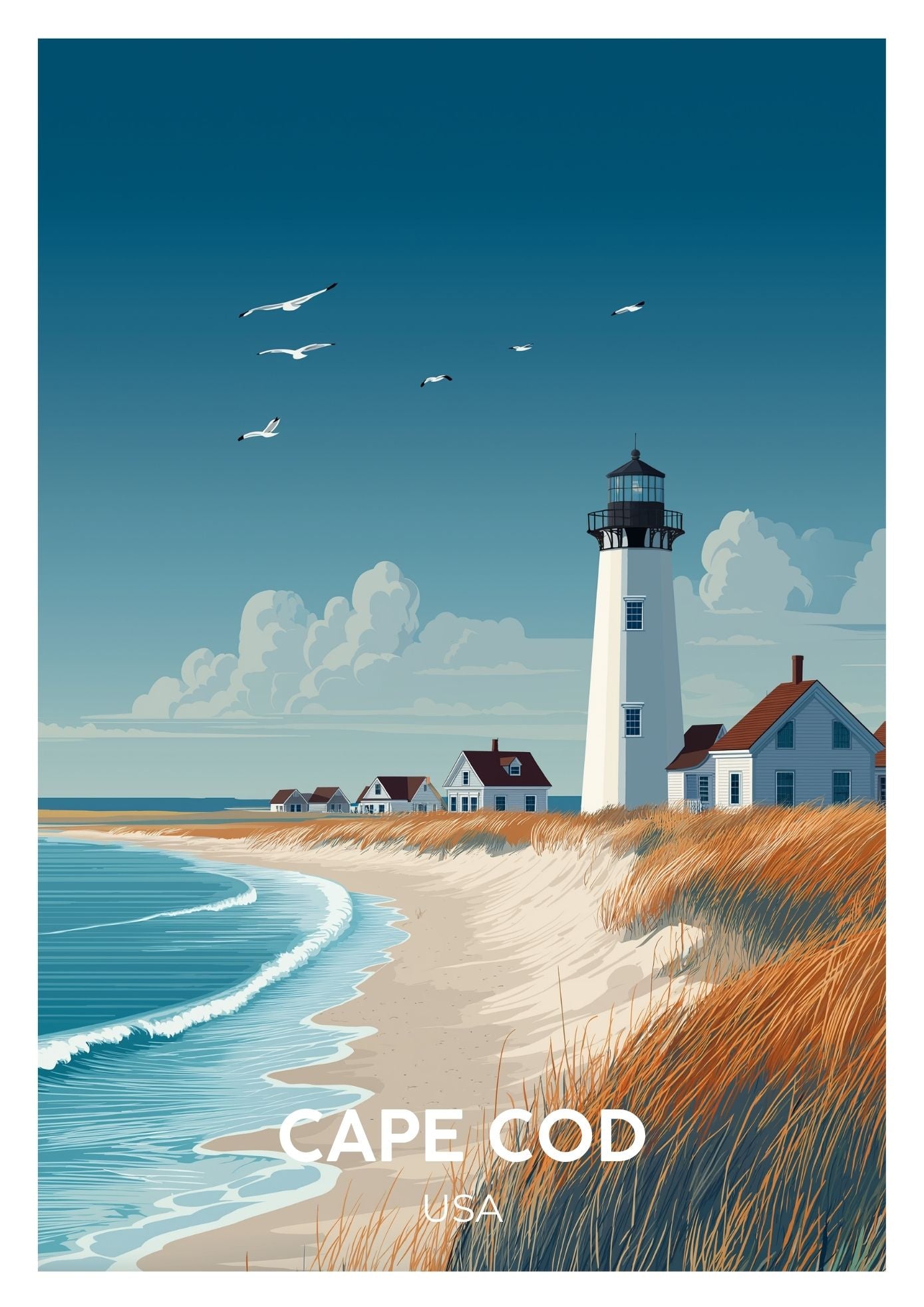 Vintage Cape Cod USA travel poster wall art print – Atlas Prints