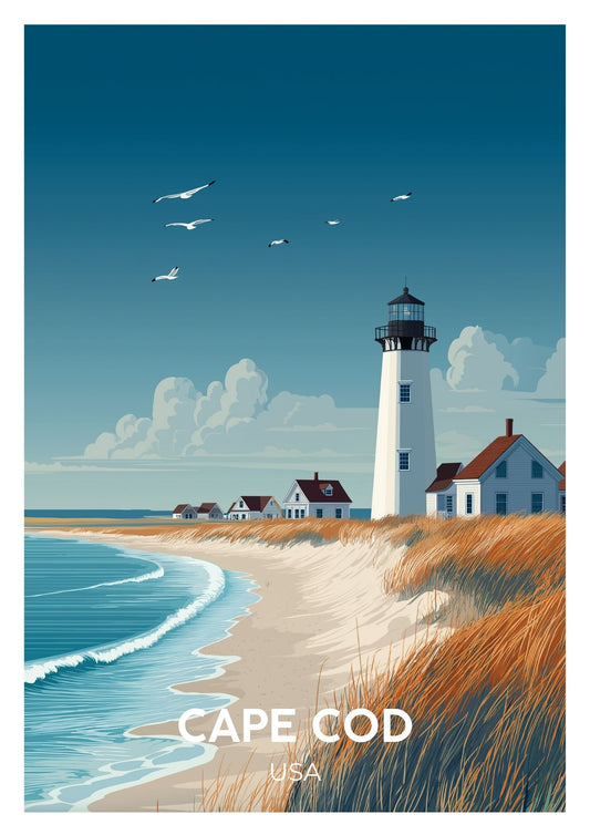 Vintage Cape Cod USA travel poster wall art print – Atlas Prints