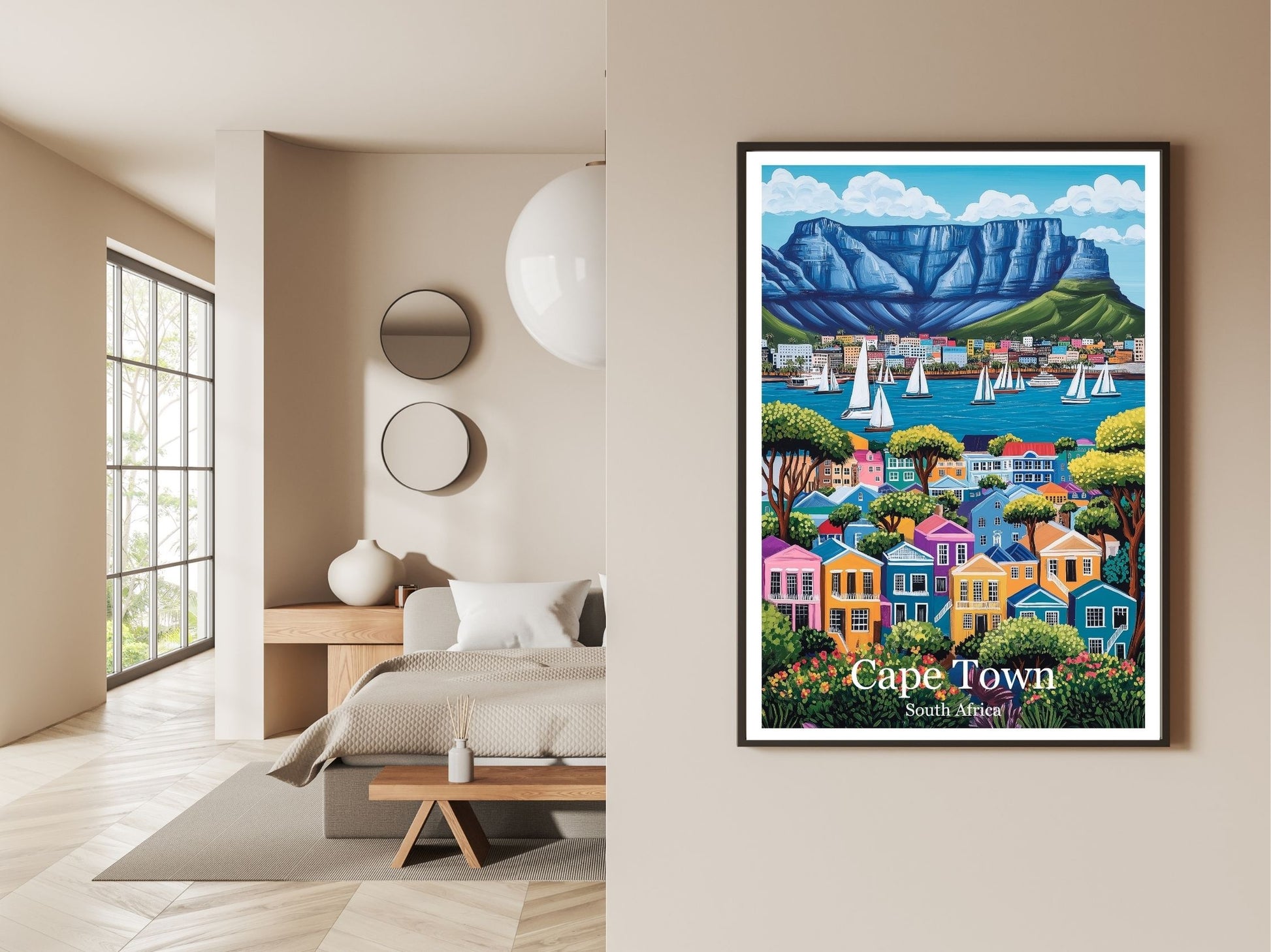Gallery wall display of Cape Town travel poster – Atlas Prints