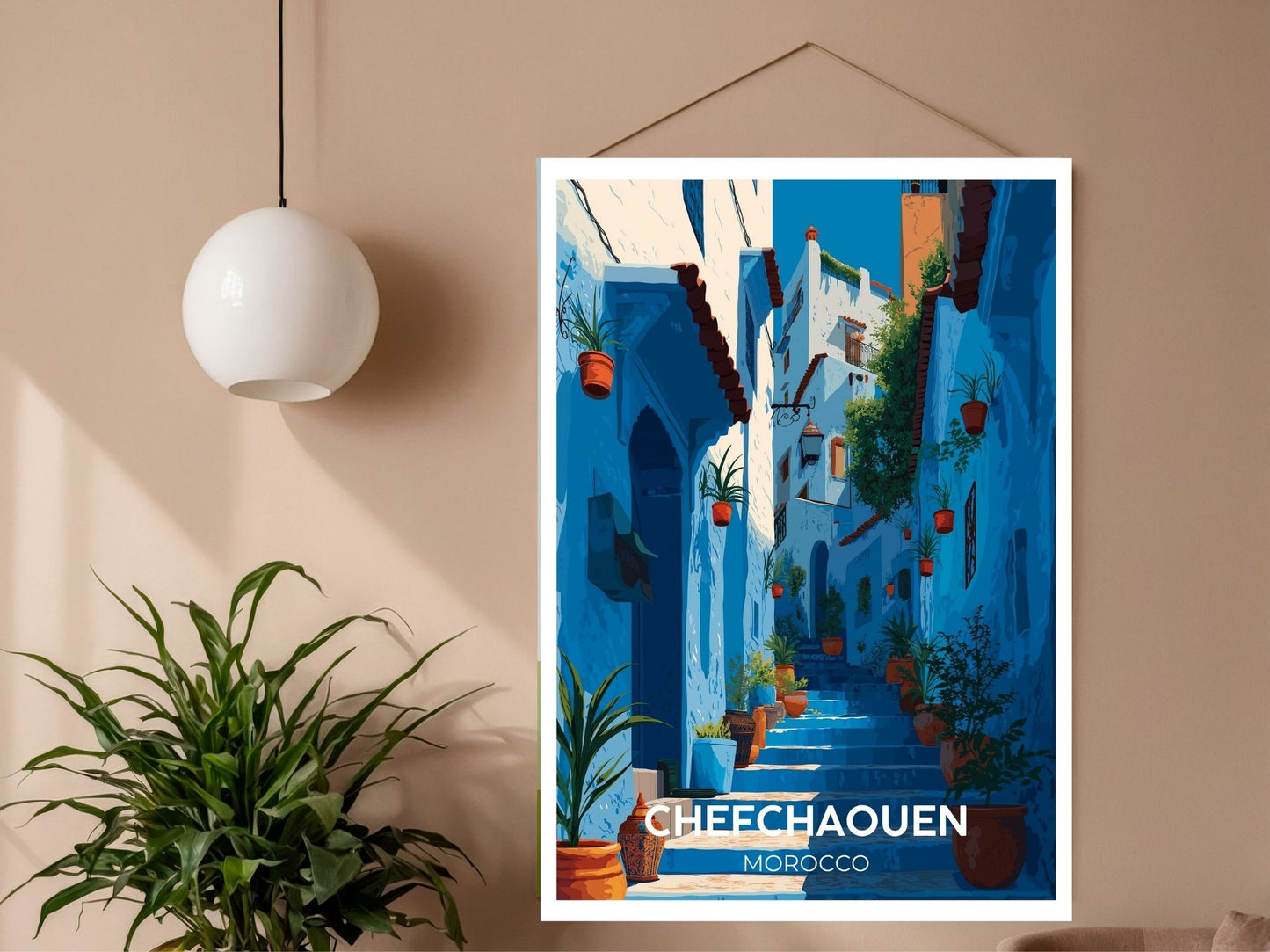 Close-up of Chefchaouen Morocco travel poster matte texture – Atlas Prints