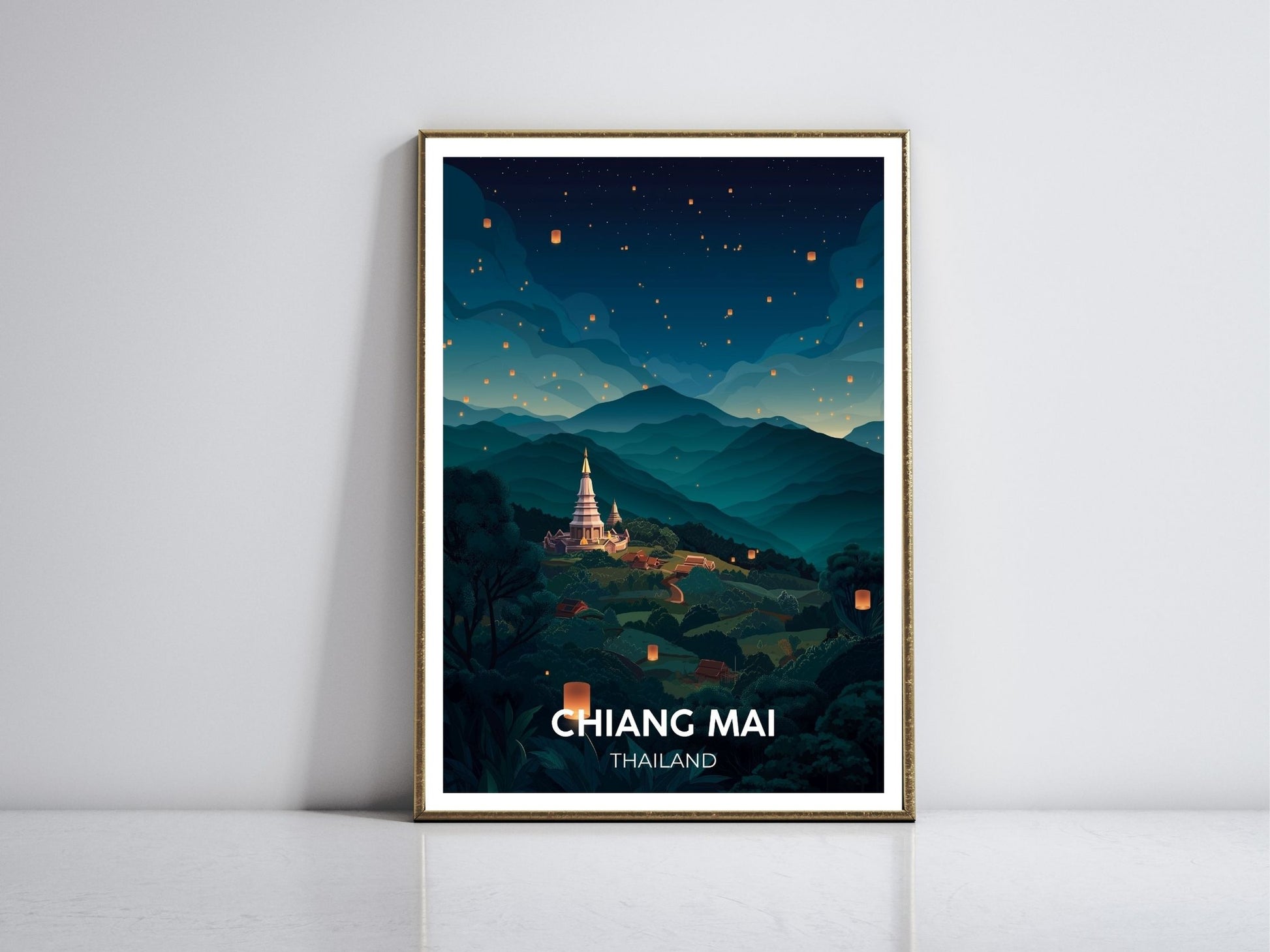 Chiang Mai Thailand framed vintage travel poster – Atlas Prints