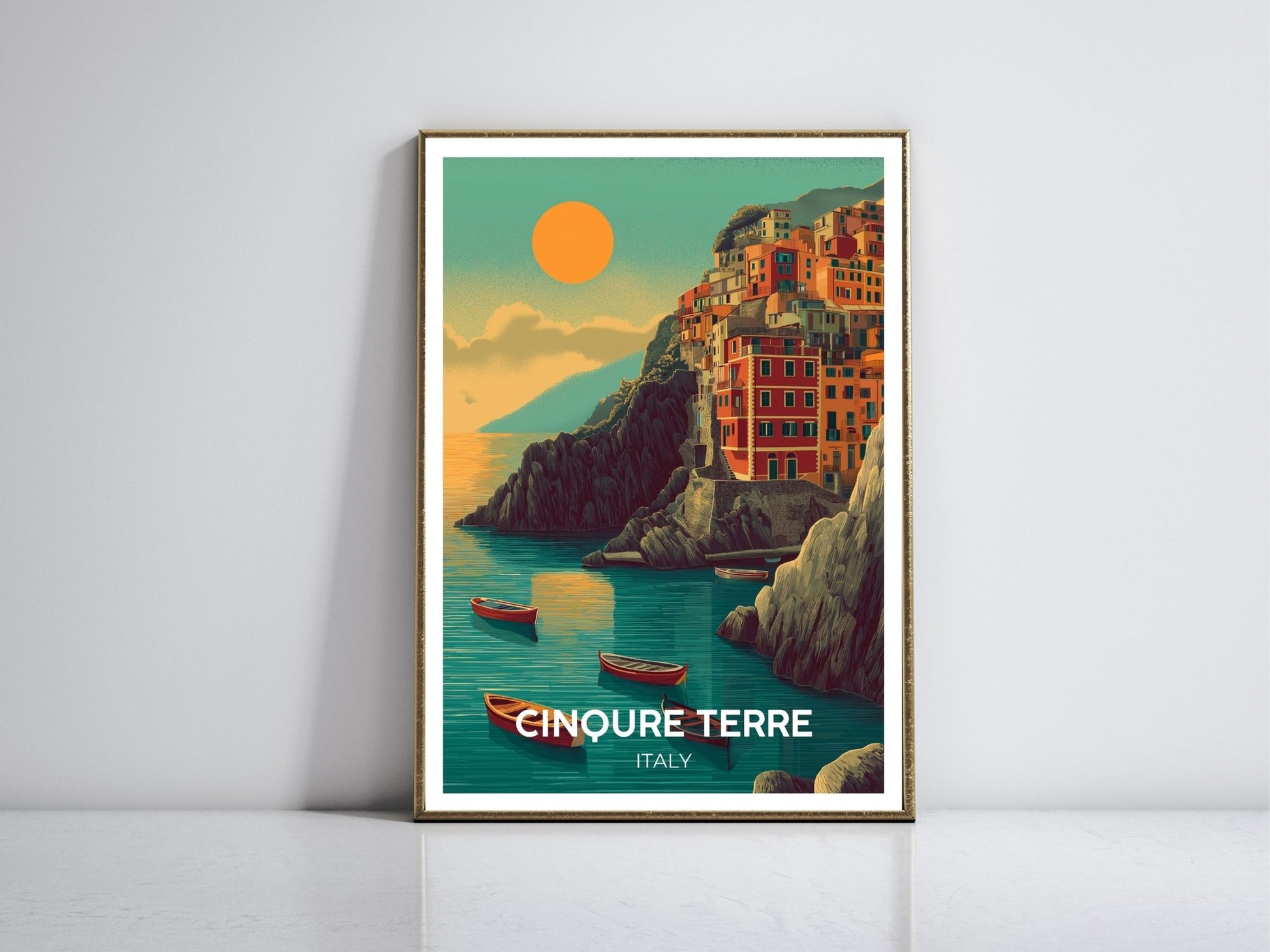 Cinqure Terre Italy framed vintage travel poster – Atlas Prints