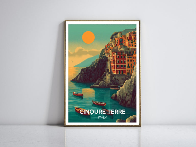 Cinqure Terre Italy framed vintage travel poster – Atlas Prints