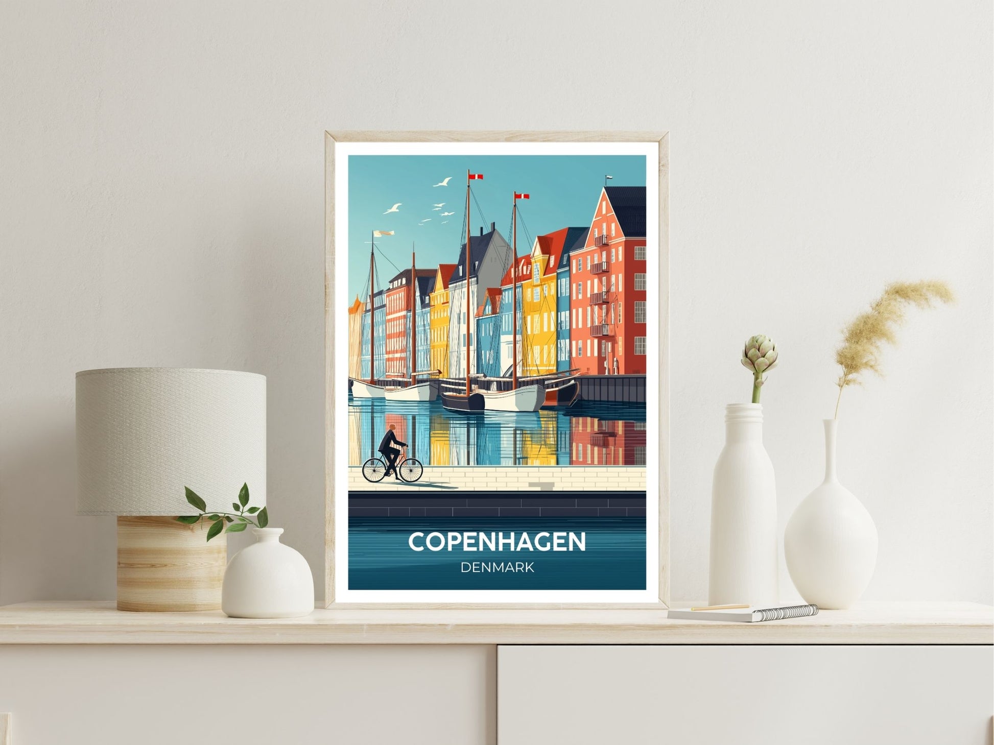 Copenhagen wall art print displayed in bedroom – Atlas Prints