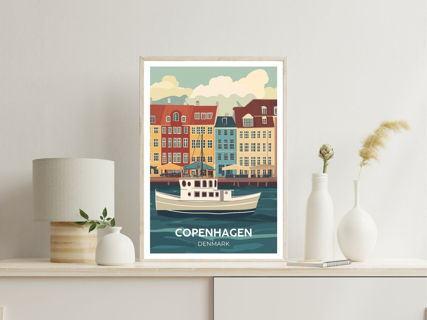 Copenhagen Denmark wall art print displayed in bedroom – Atlas Prints