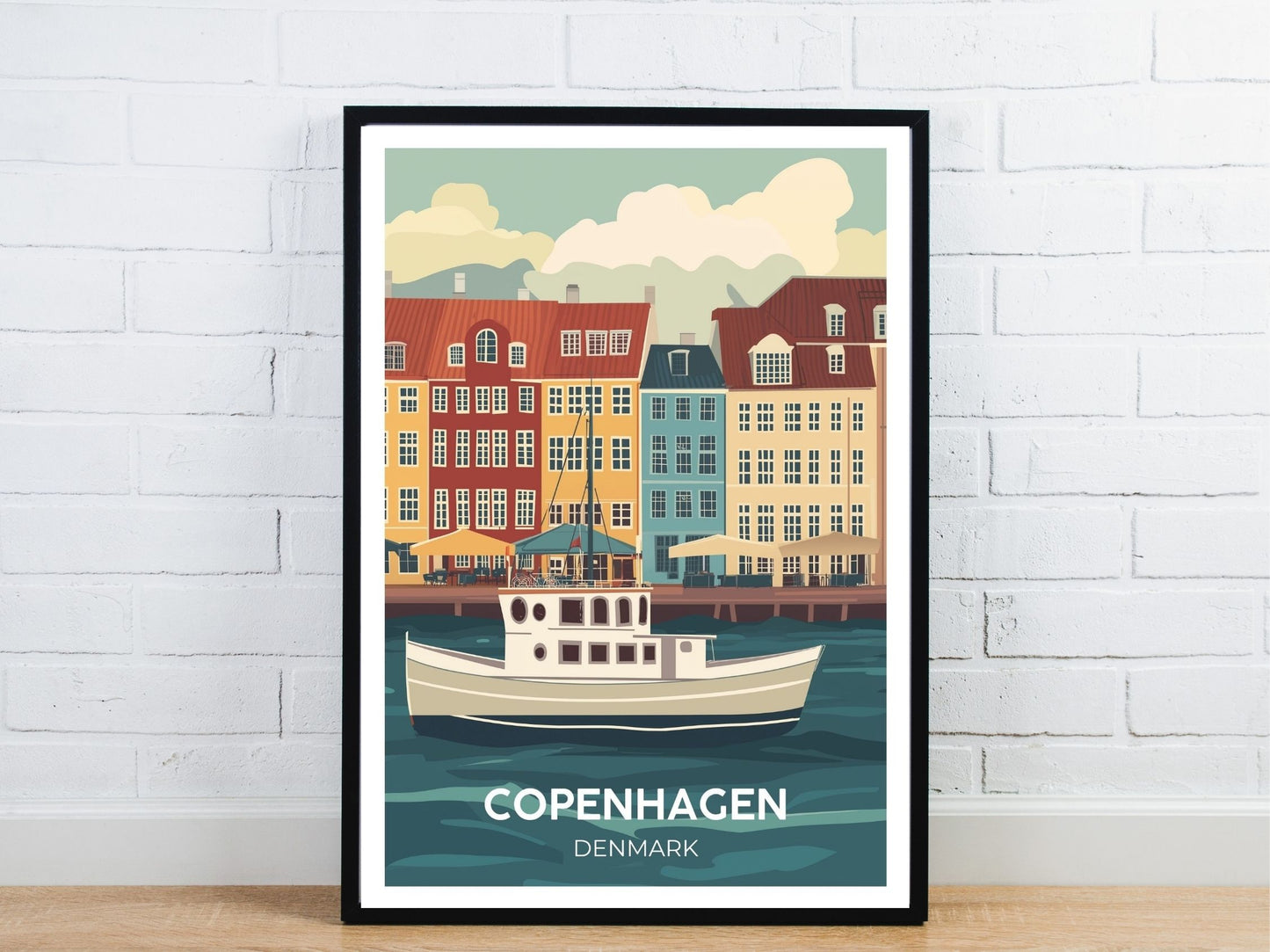 Minimal Copenhagen Denmark travel art poster – Atlas Prints