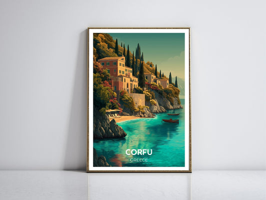 Corfu Greece framed vintage travel poster – Atlas Prints